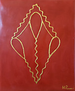 Ponsisme. Понсизм-107 (Портрет Души галактуса Мереншвальца)(Англичане золотые красноглиняные) 30х40 см,  холст, сусальное золото( Златовест), глина болюс армянская, 23.05.25