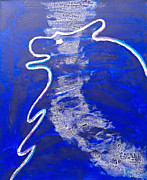 Ponsisme. Понсизм-143 (Портрет Души галактуса Одинокий Волк(Гу Лан)(Китайские Кракелюрные) 40х50 см, холст, сусальное серебро, акрил, перламутровая втирка, жемчуг натуральный 10.09.25